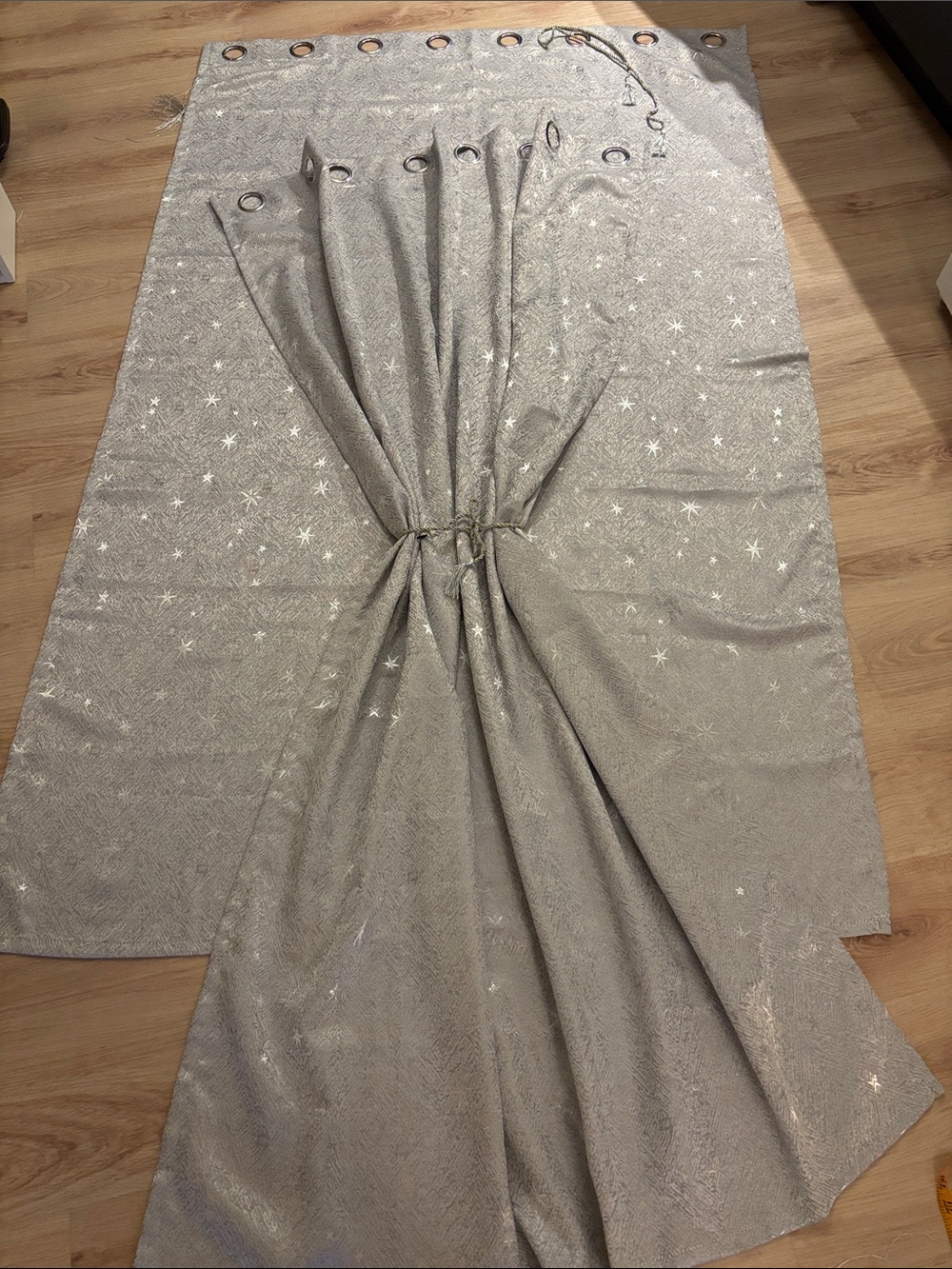 Silver Star Pattern Grommet Curtain Panel